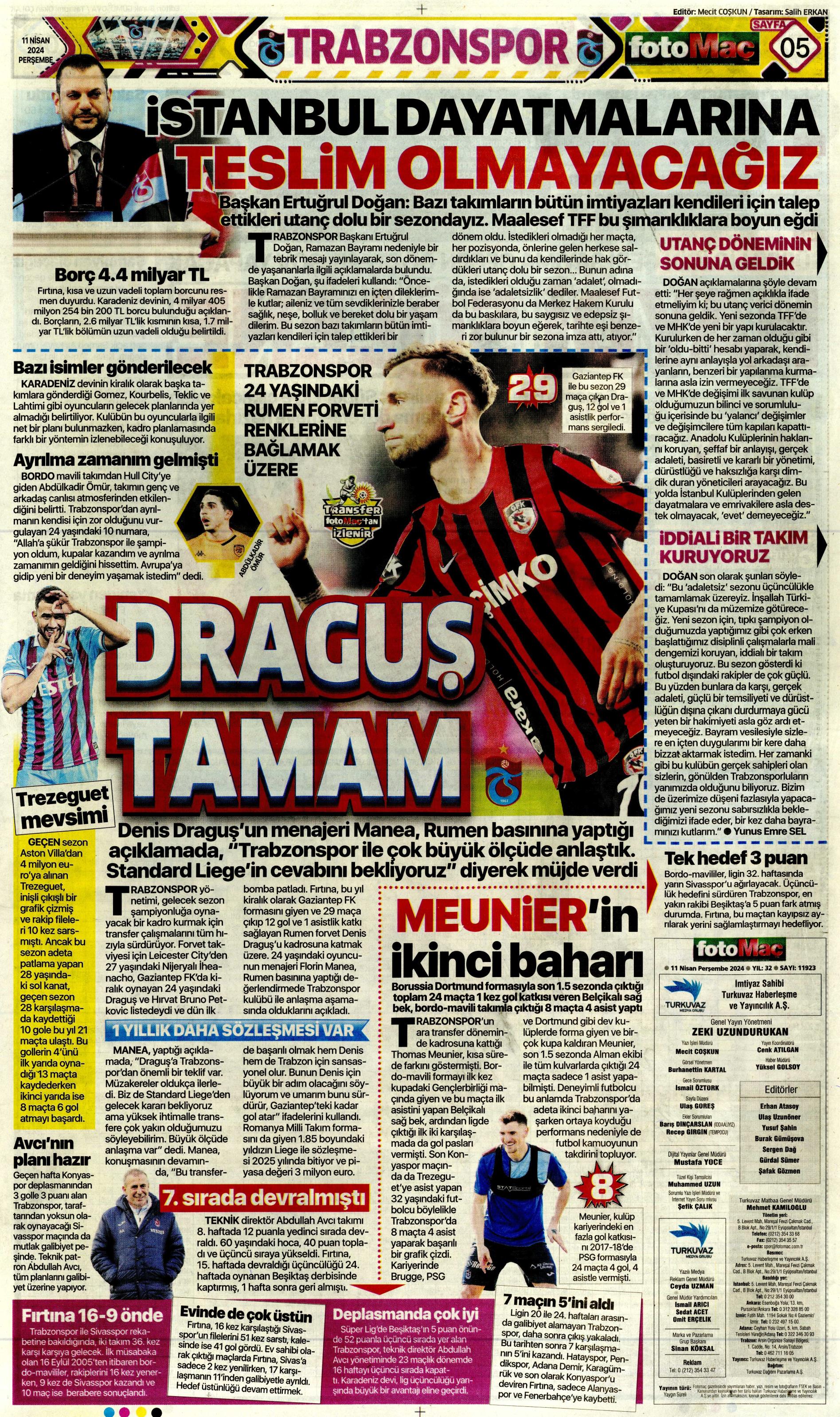 "Terim'in yerine Santos" | Sporun manşetleri (11 Nisan 2024)  - 12. Foto