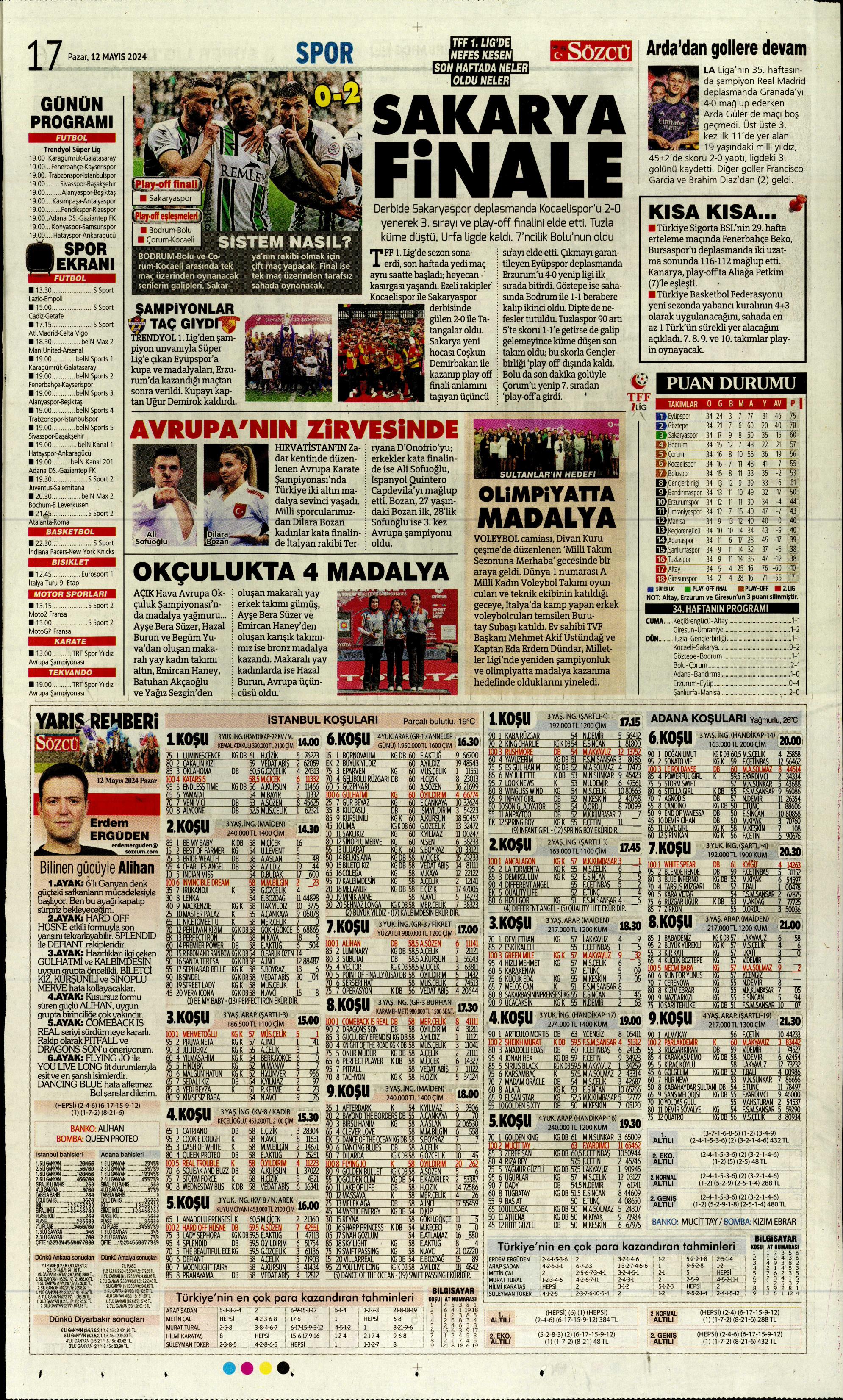 "Kerem piyangosu" | Sporun manşetleri (12 Mayıs 2024)  - 34. Foto