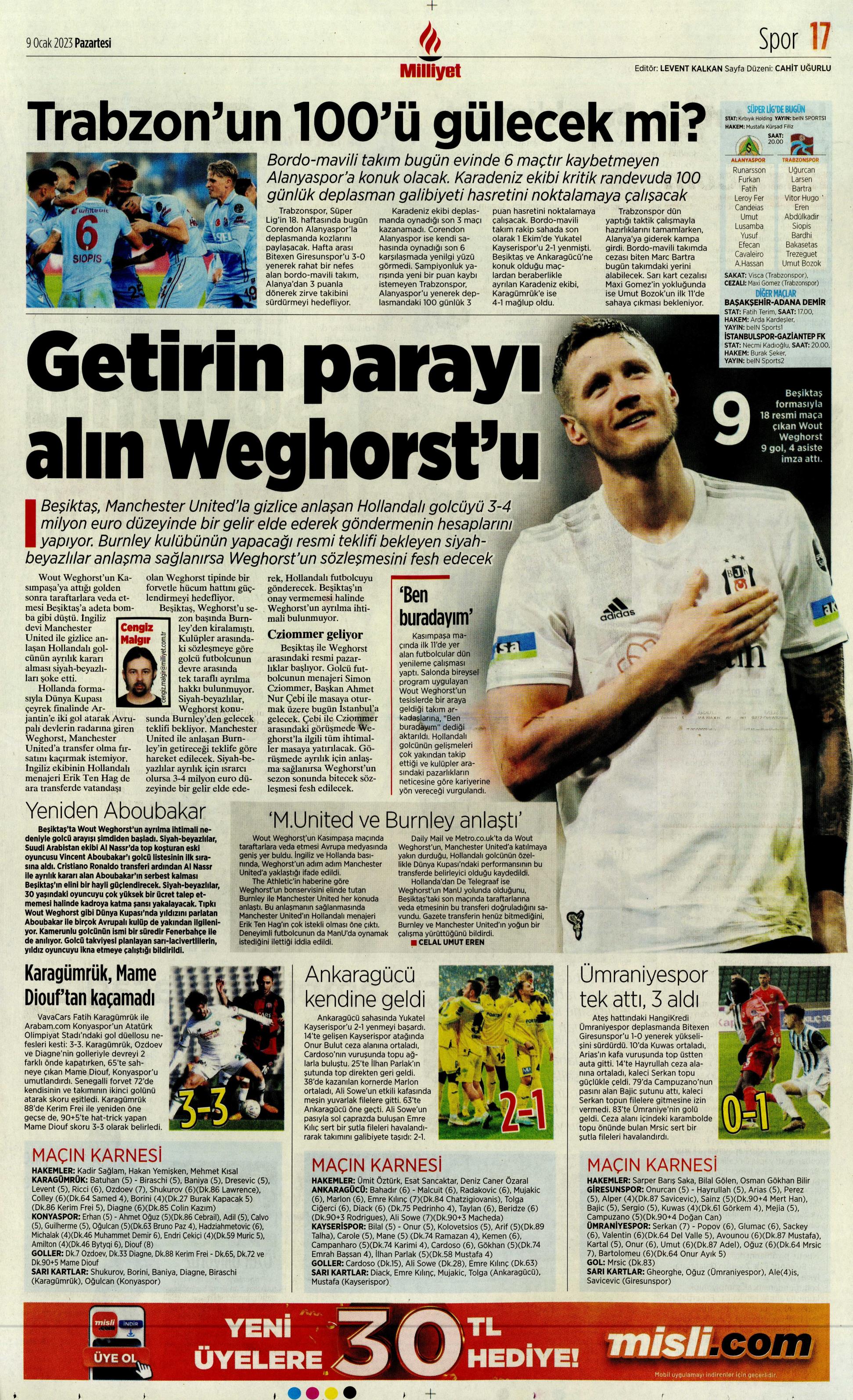 Sporun Manşetleri (9 Ocak 2023)  - 31. Foto