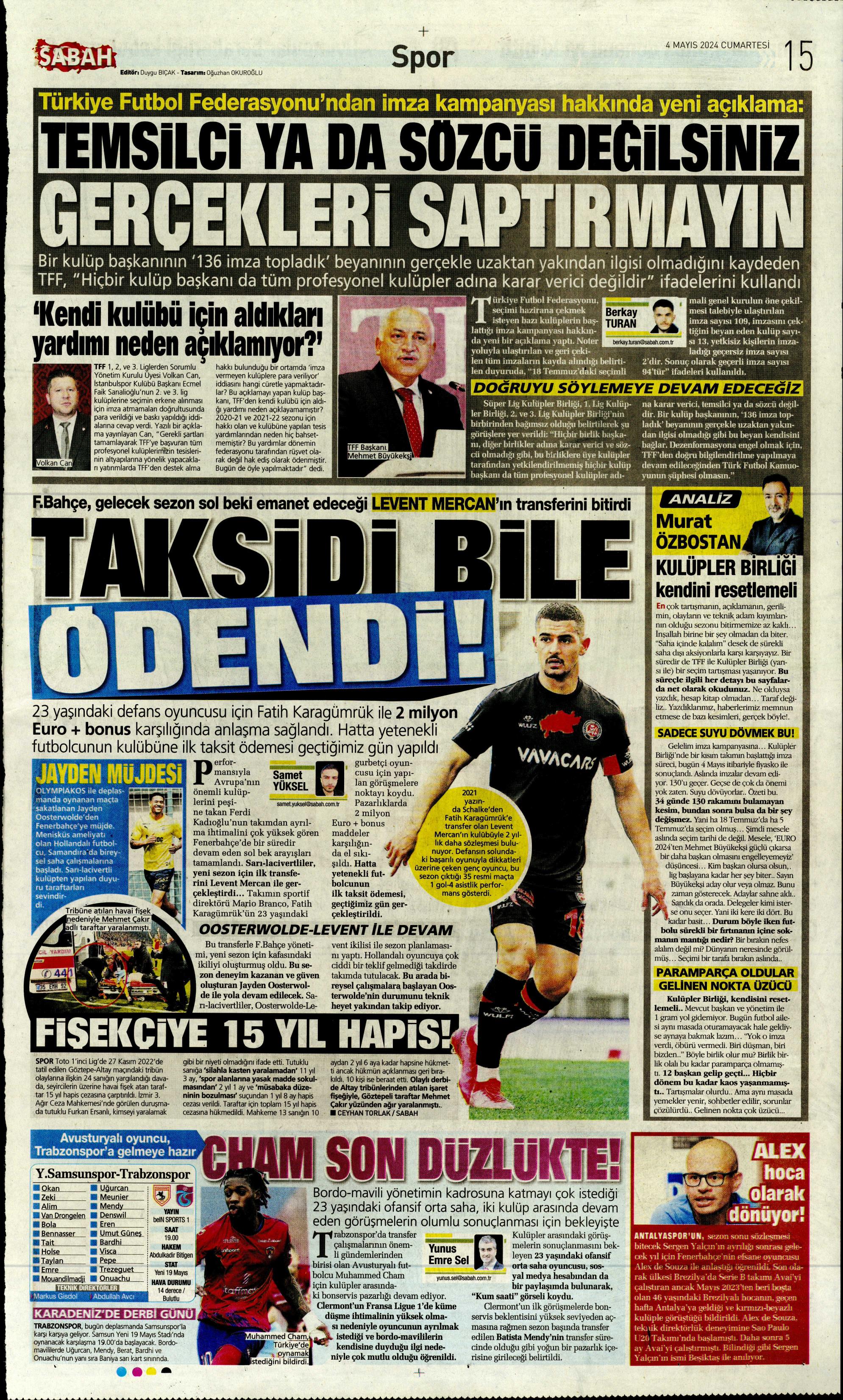 "Ndidi çıkarması" | Sporun Manşetleri (4 Mayıs 2024)  - 25. Foto