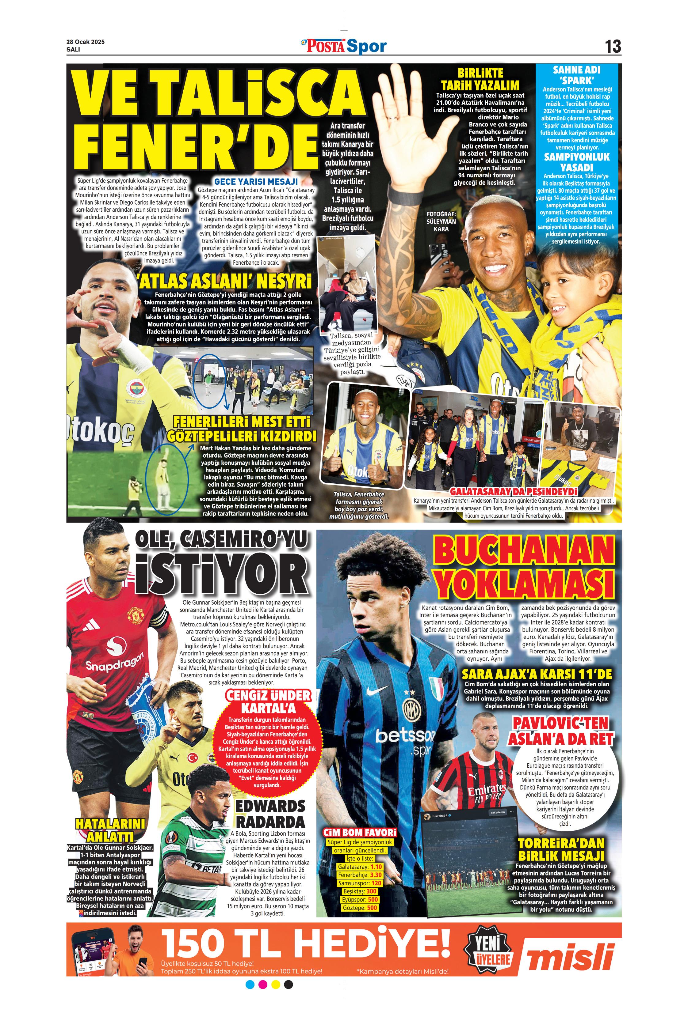 "Sıradaki transfer sol bek" | Sporun manşetleri  - 27. Foto