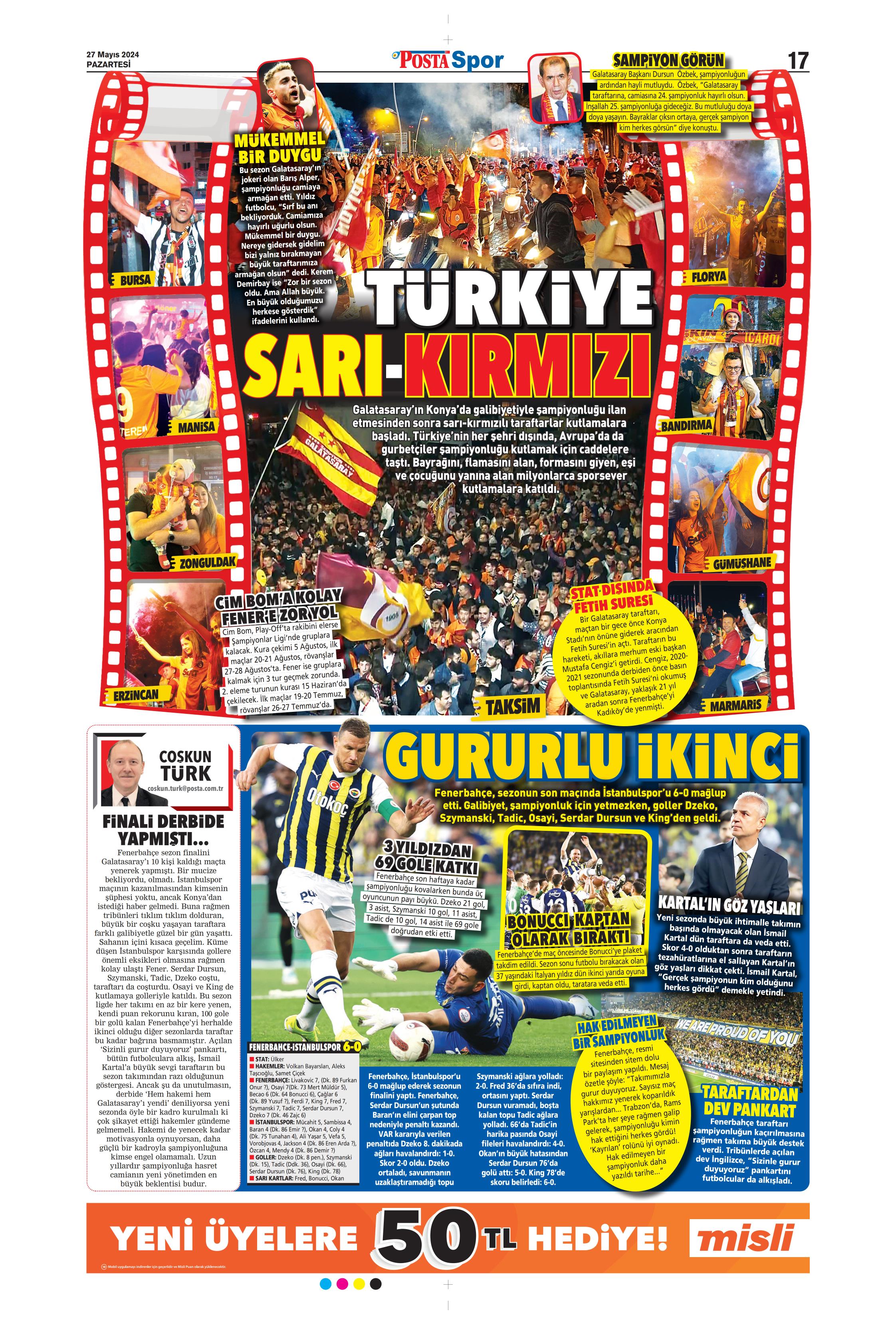 "Mayısların kralı şampiyon Aslan!" | Sporun manşetleri (27 Mayıs 2024)  - 35. Foto