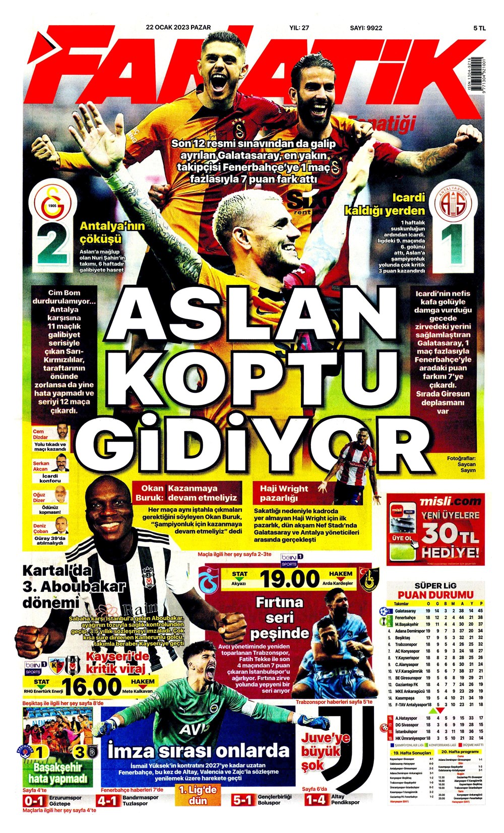 Sporun Manşetleri (22 Ocak 2023) - 5. Foto