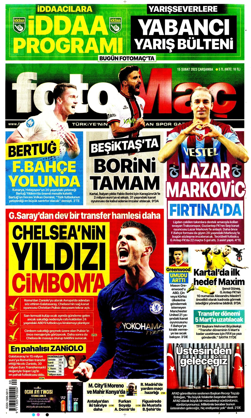 "Chelsea'nin yıldızı Cimbom'a" Sporun Manşetleri  - 1. Foto