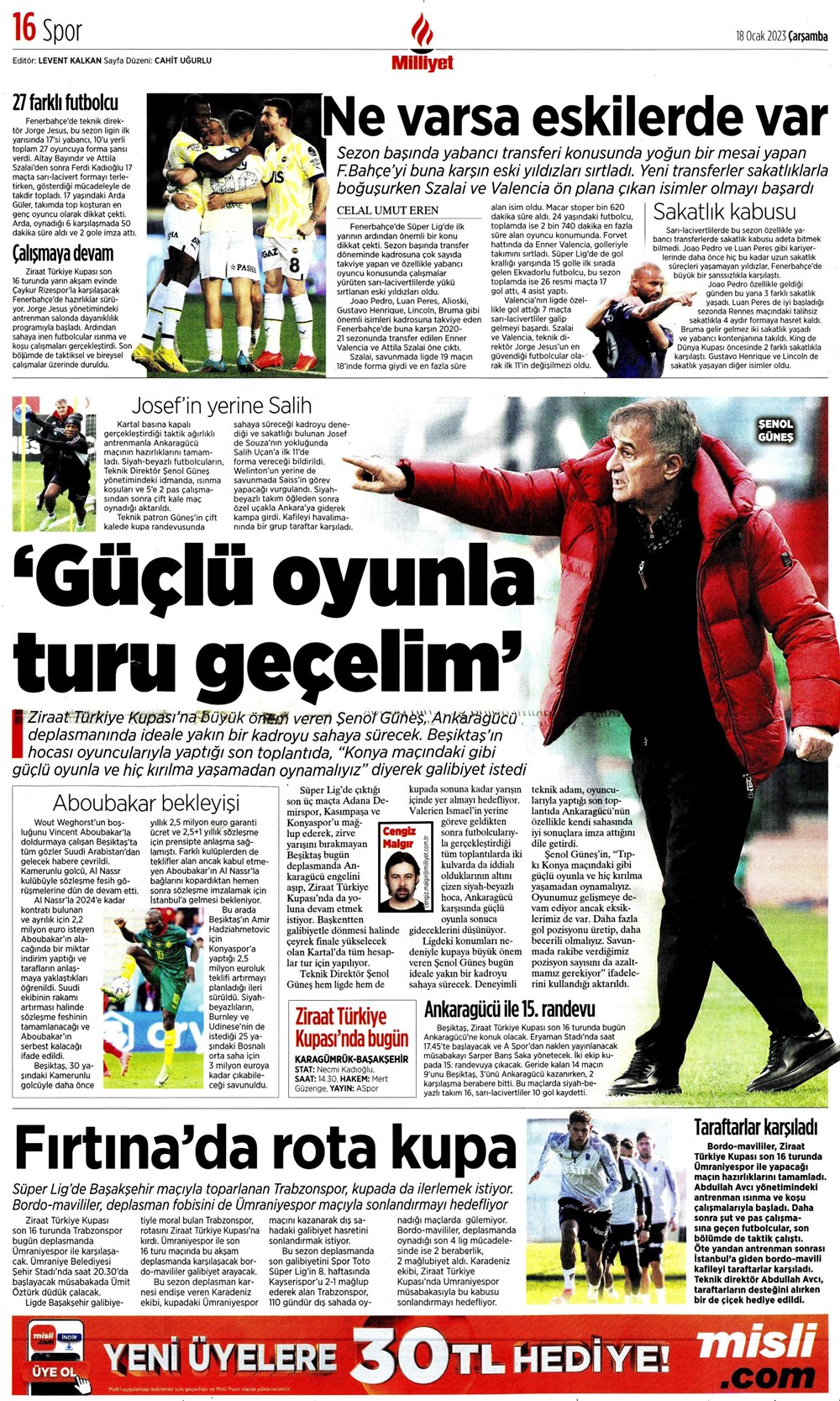 Sporun Manşetleri (18 Ocak 2023) - 23. Foto