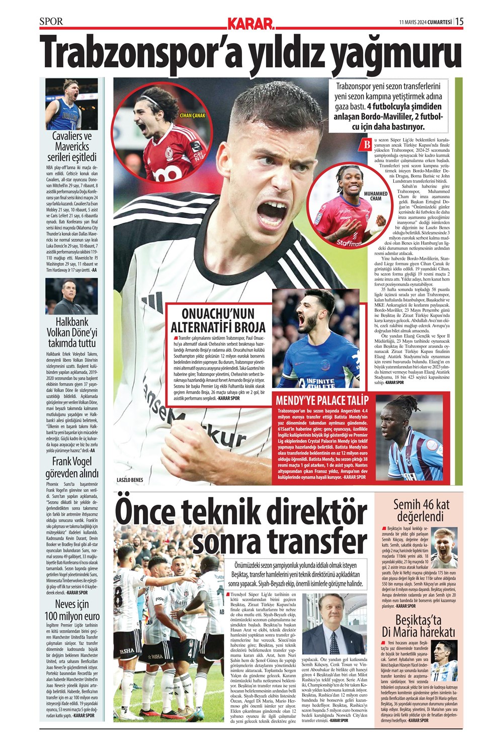 "Fener'de Mourinho sesleri" | Sporun manşetleri (11 Mayıs 2024)  - 19. Foto