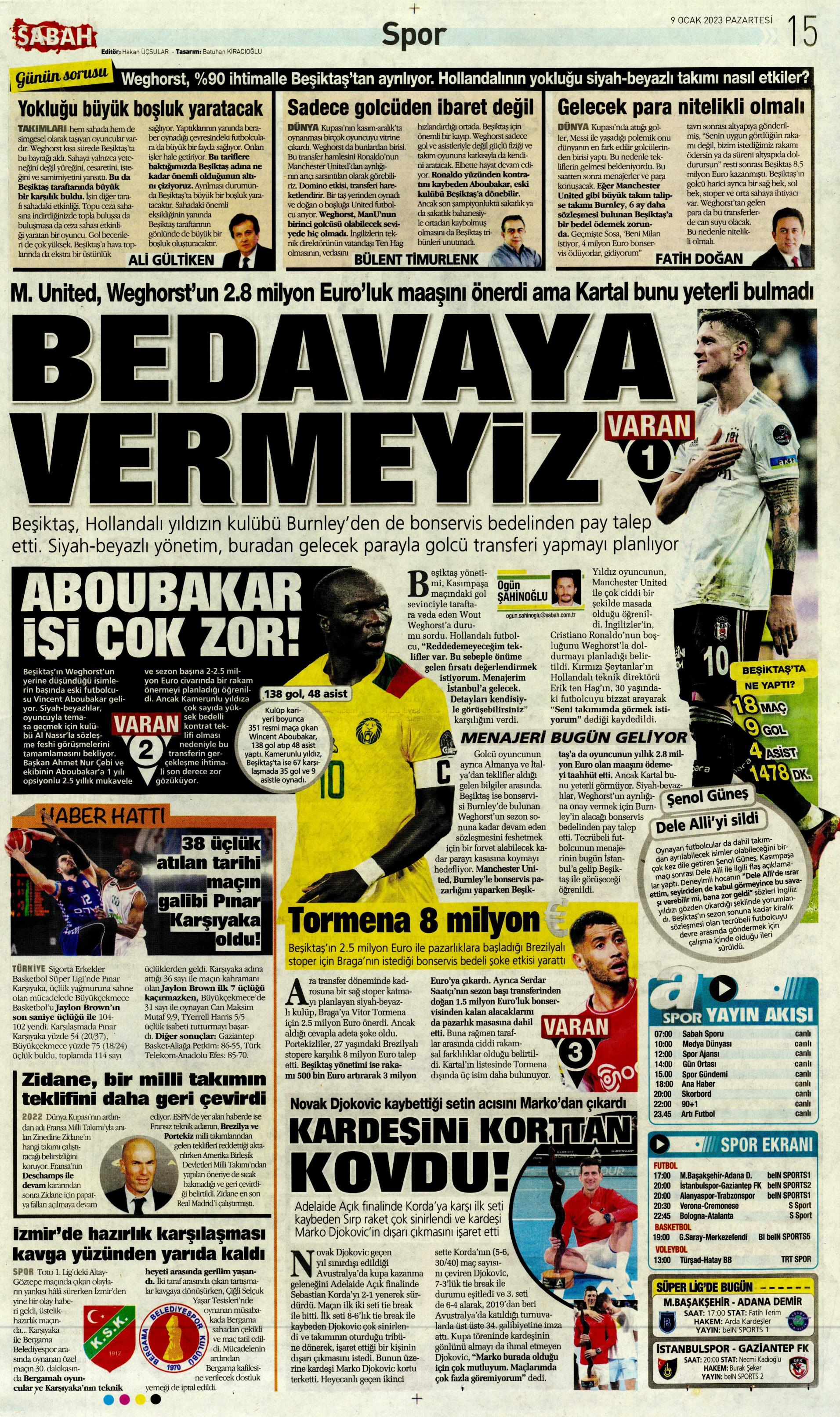 Sporun Manşetleri (9 Ocak 2023)  - 38. Foto