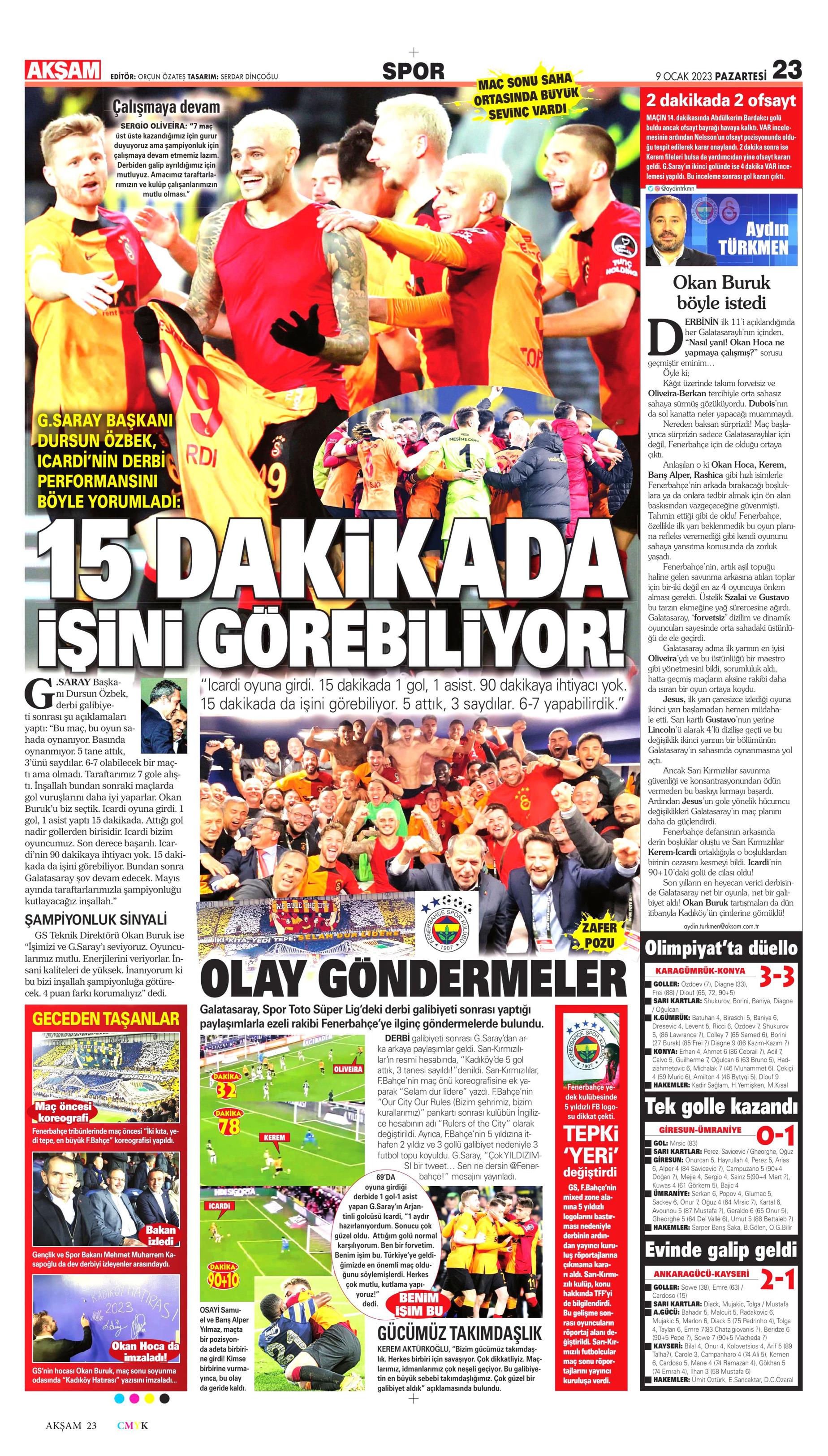 Sporun Manşetleri (9 Ocak 2023)  - 3. Foto