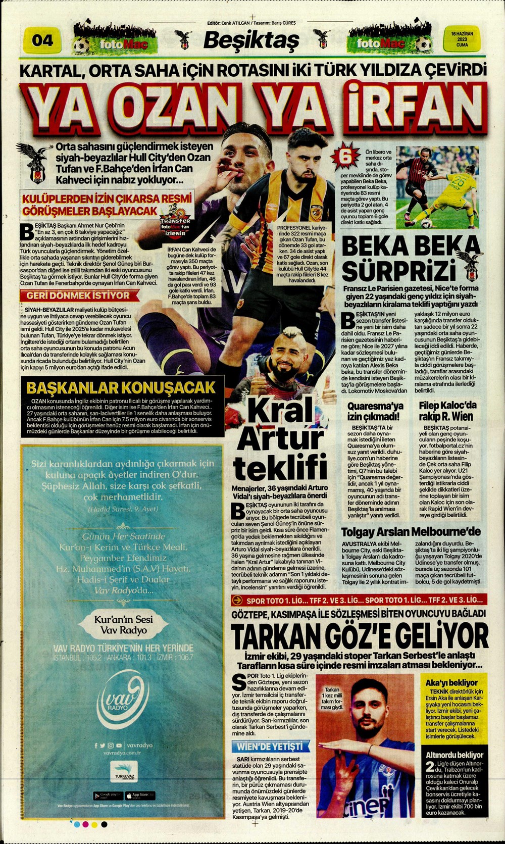 "Dzeko çok yakın" Sporun manşetleri (16 Haziran 2023)  - 11. Foto
