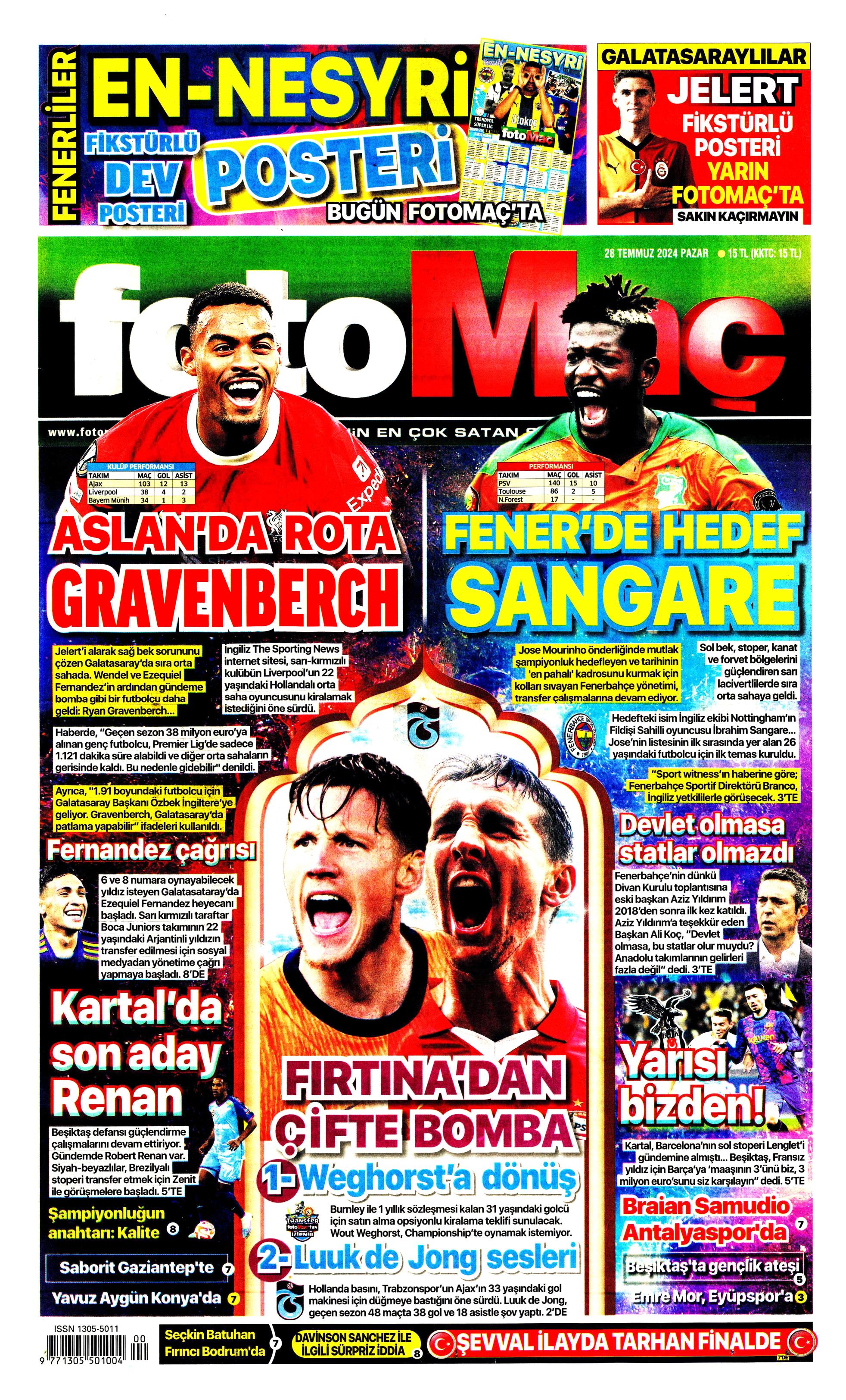 "Aslan'da rota Gravenberch" | Sporun Manşetleri (28 Temmuz 2024)  - 5. Foto