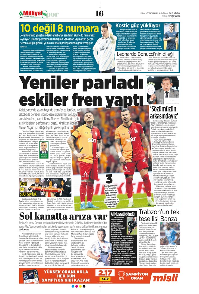 "Kartal'dan Talisca bombası" | Sporun manşetleri (9 Ekim 2024)  - 19. Foto