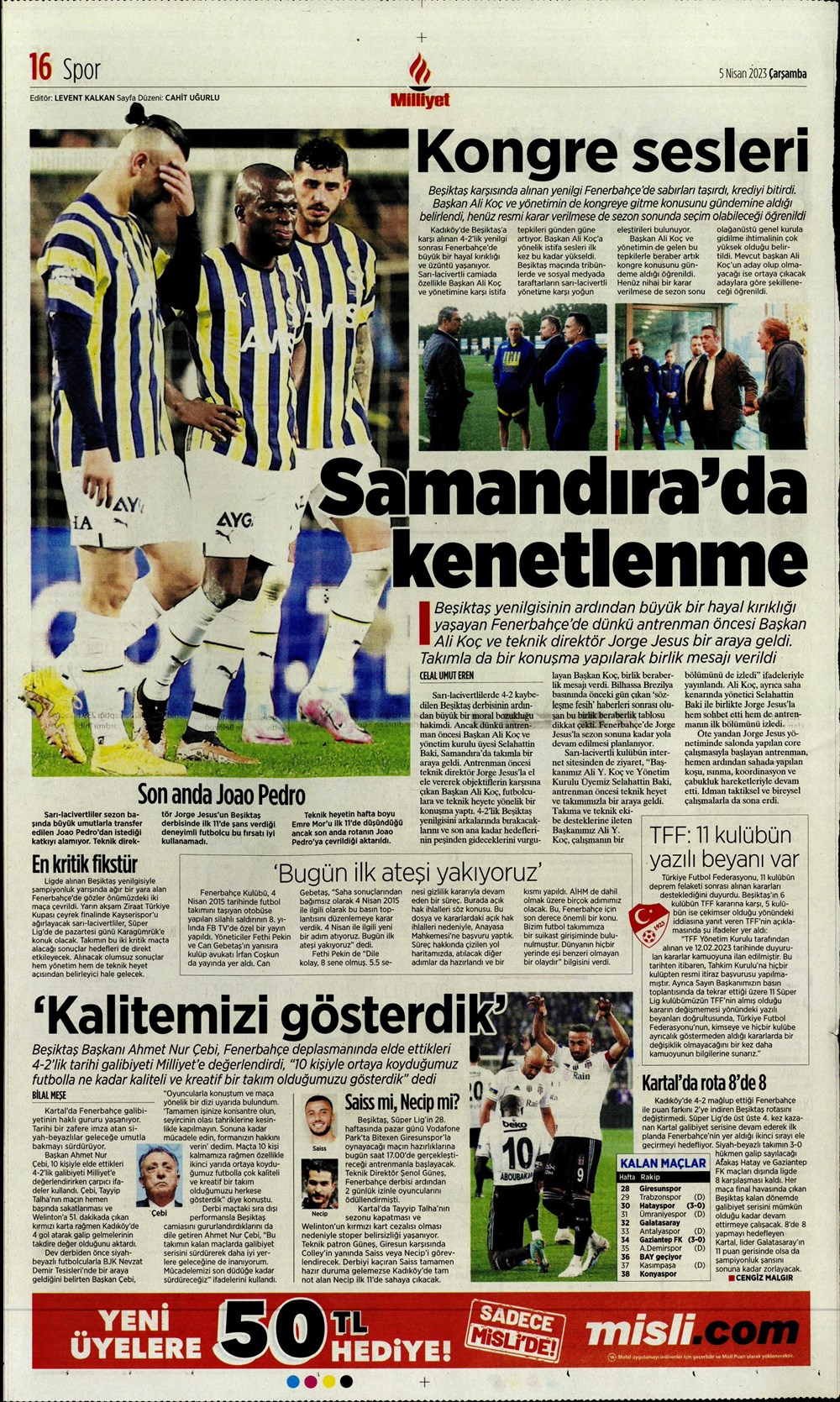"Dünyada kimse buna penaltı demez" - Sporun manşetleri (5 Nisan 2023)  - 25. Foto