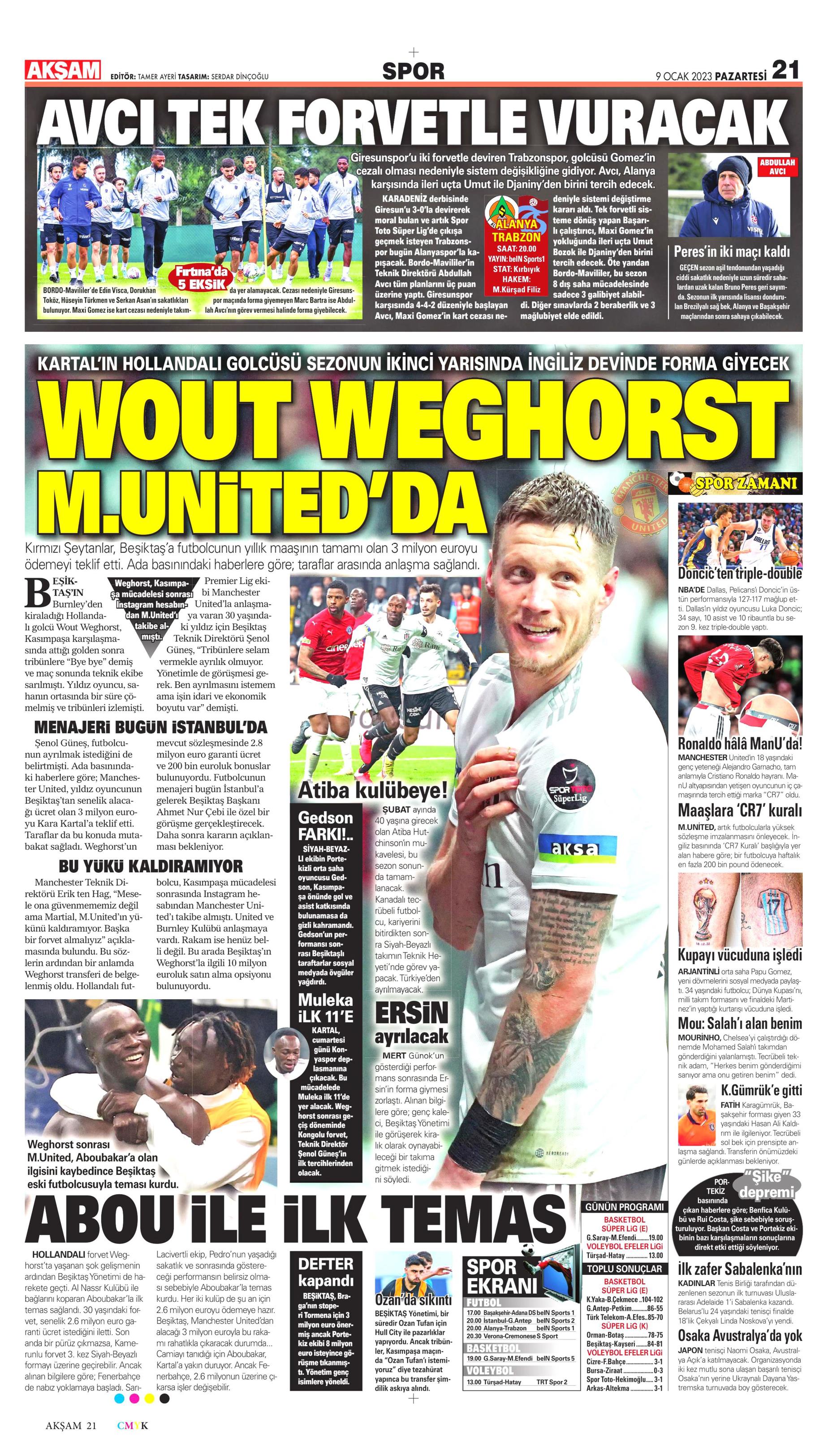 Sporun Manşetleri (9 Ocak 2023)  - 4. Foto