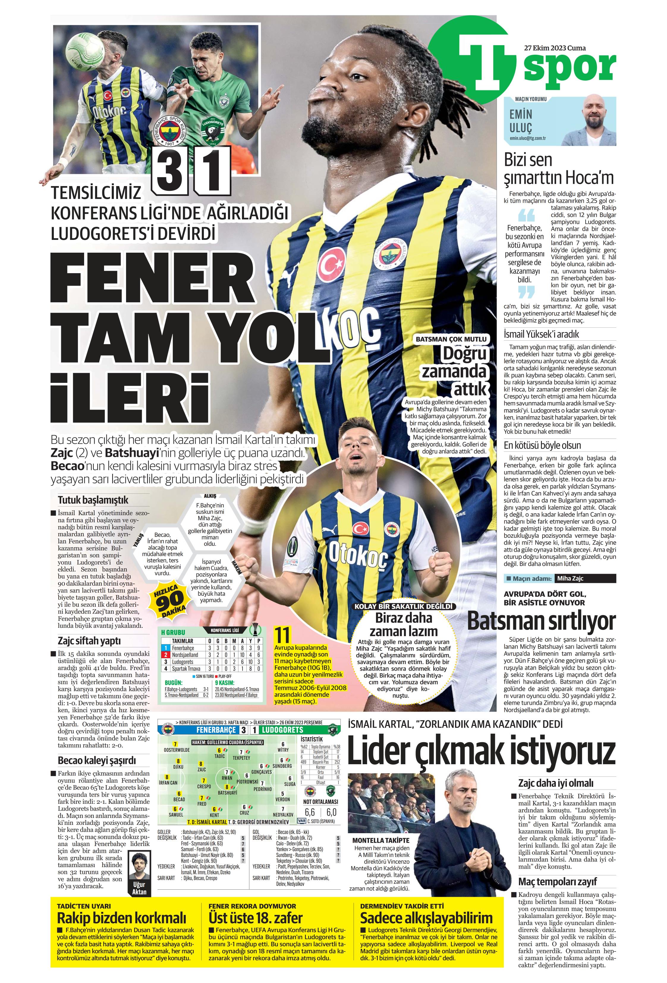 "Yüzyılın Fener'i" | Sporun manşetleri (27 Ekim 2023)  - 40. Foto