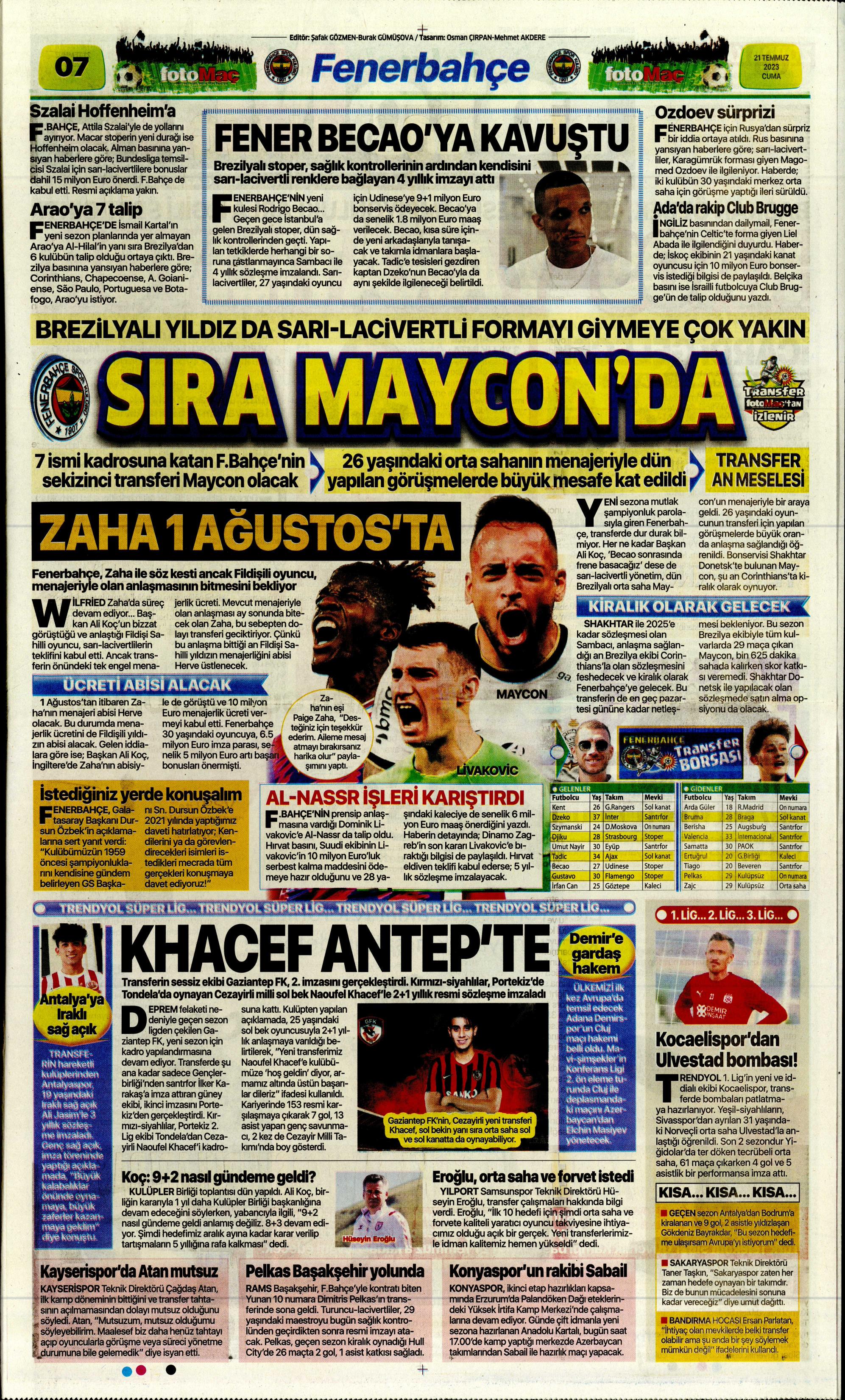 "Zaha için rekor teklif" | Sporun Manşetleri  - 17. Foto