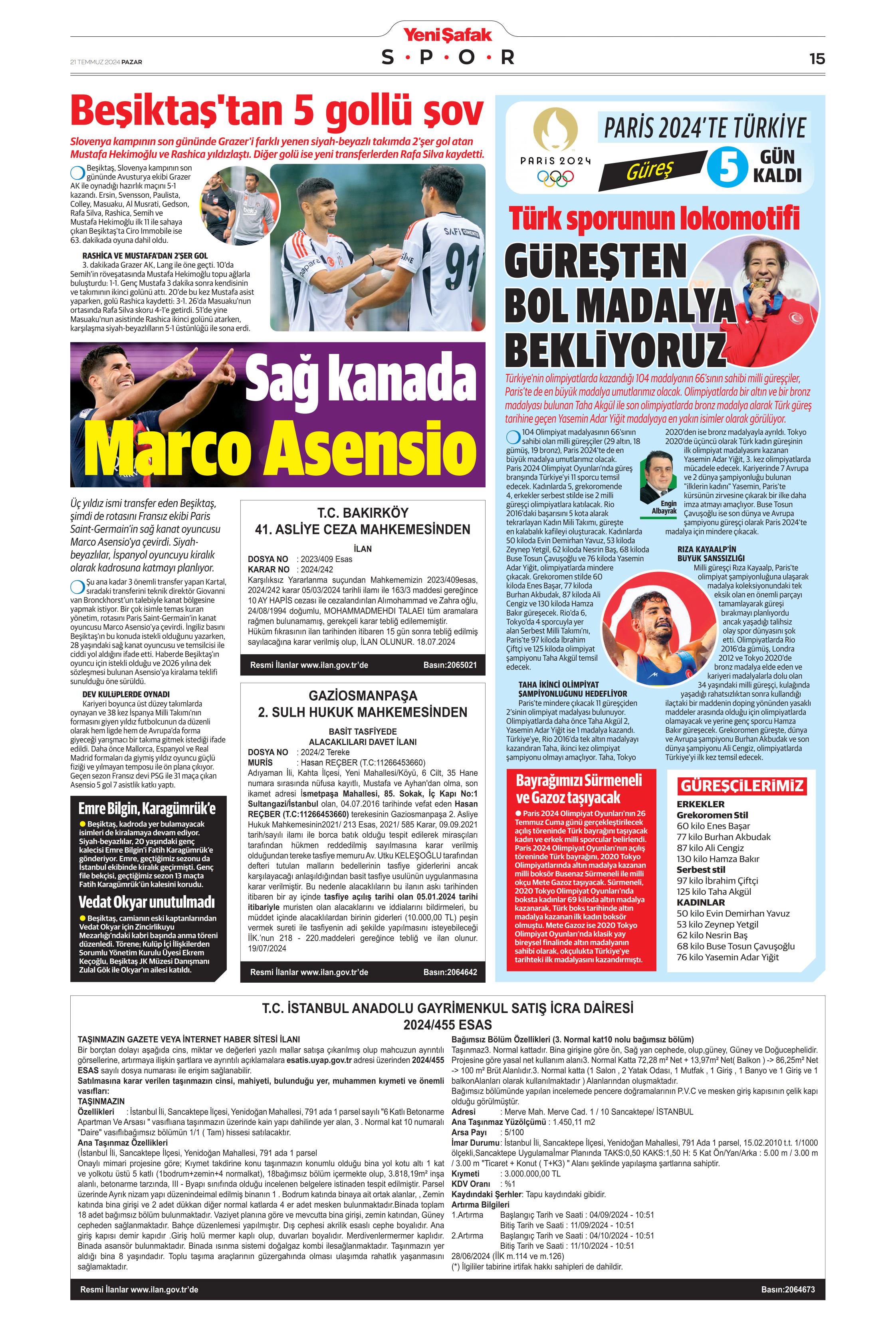 "Fenerbahçe'den Berge hamlesi" | Sporun Manşetleri (21 Temmuz 2024)  - 37. Foto