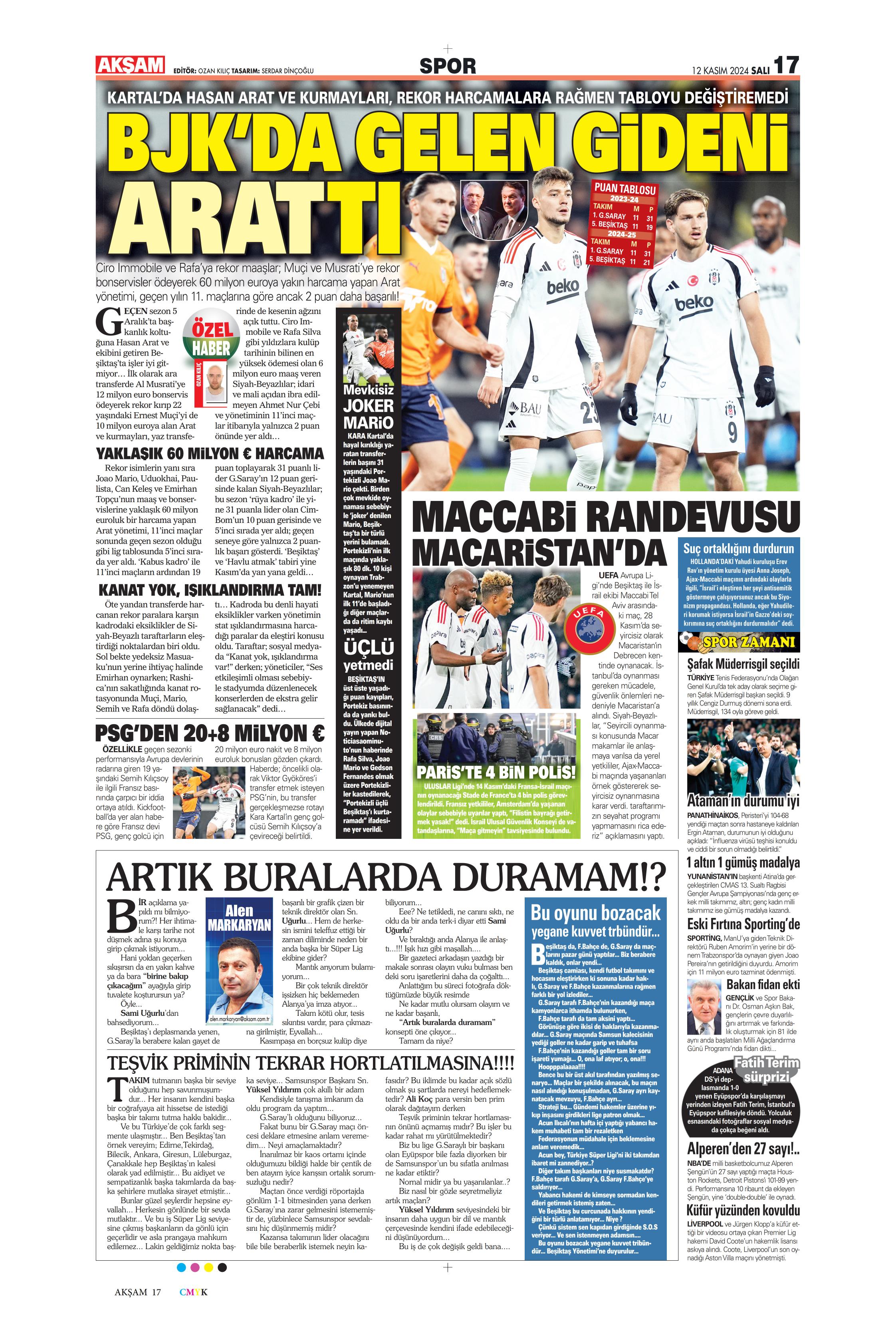 "Listenin başında onlar var: Talisca & Brown" | Sporun manşetleri (12 Kasım 2024)  - 1. Foto