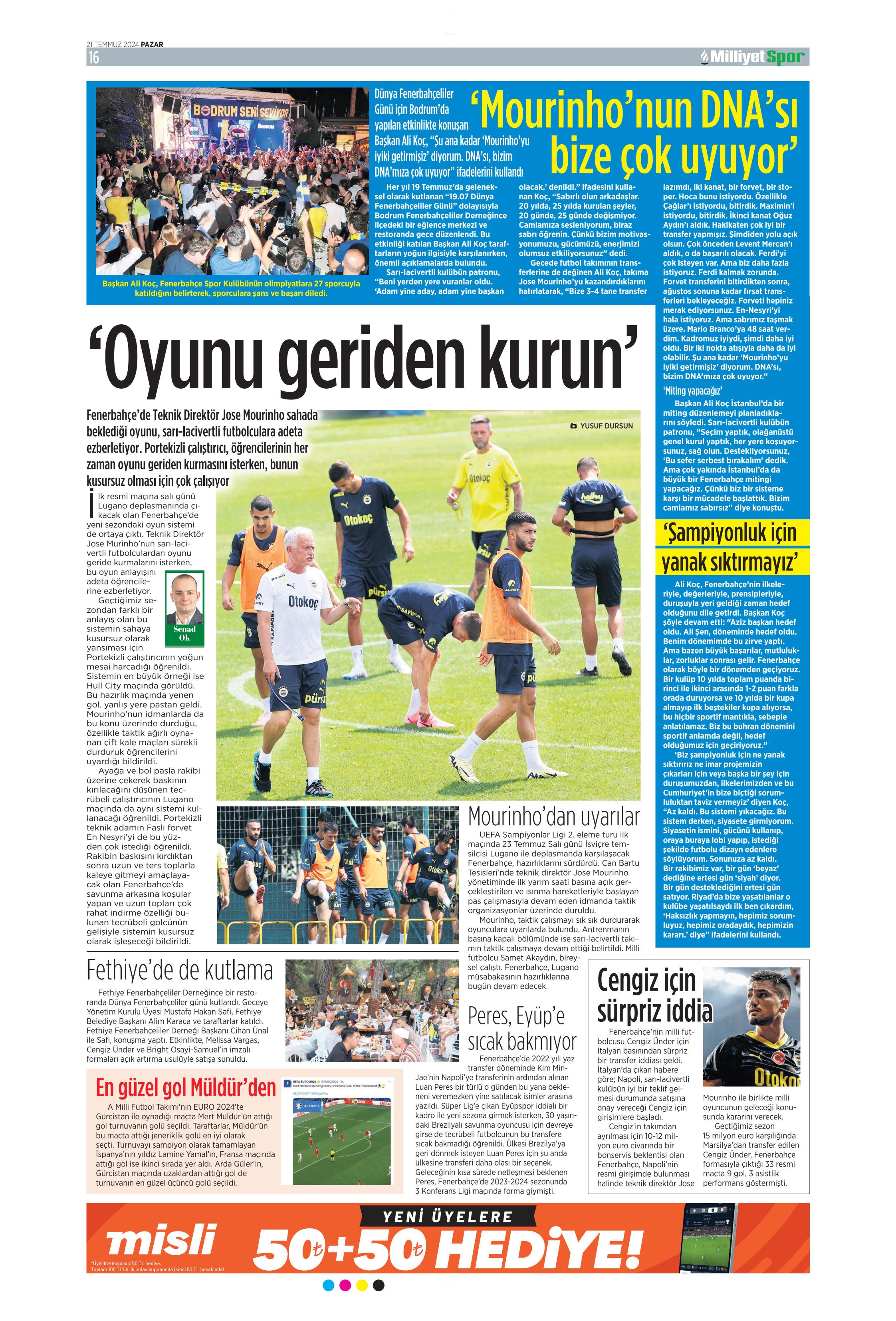 "Fenerbahçe'den Berge hamlesi" | Sporun Manşetleri (21 Temmuz 2024)  - 23. Foto