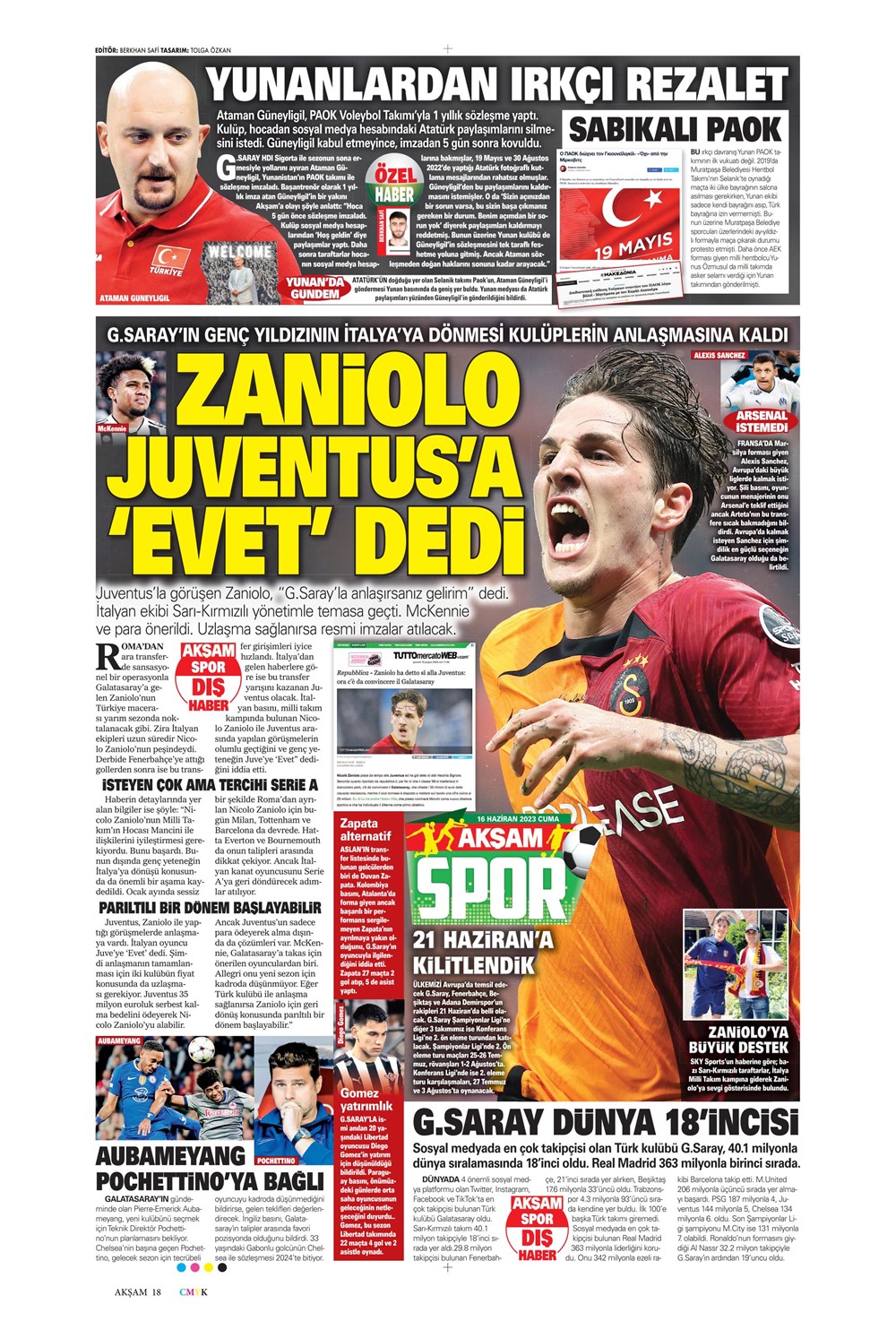 "Dzeko çok yakın" Sporun manşetleri (16 Haziran 2023)  - 24. Foto