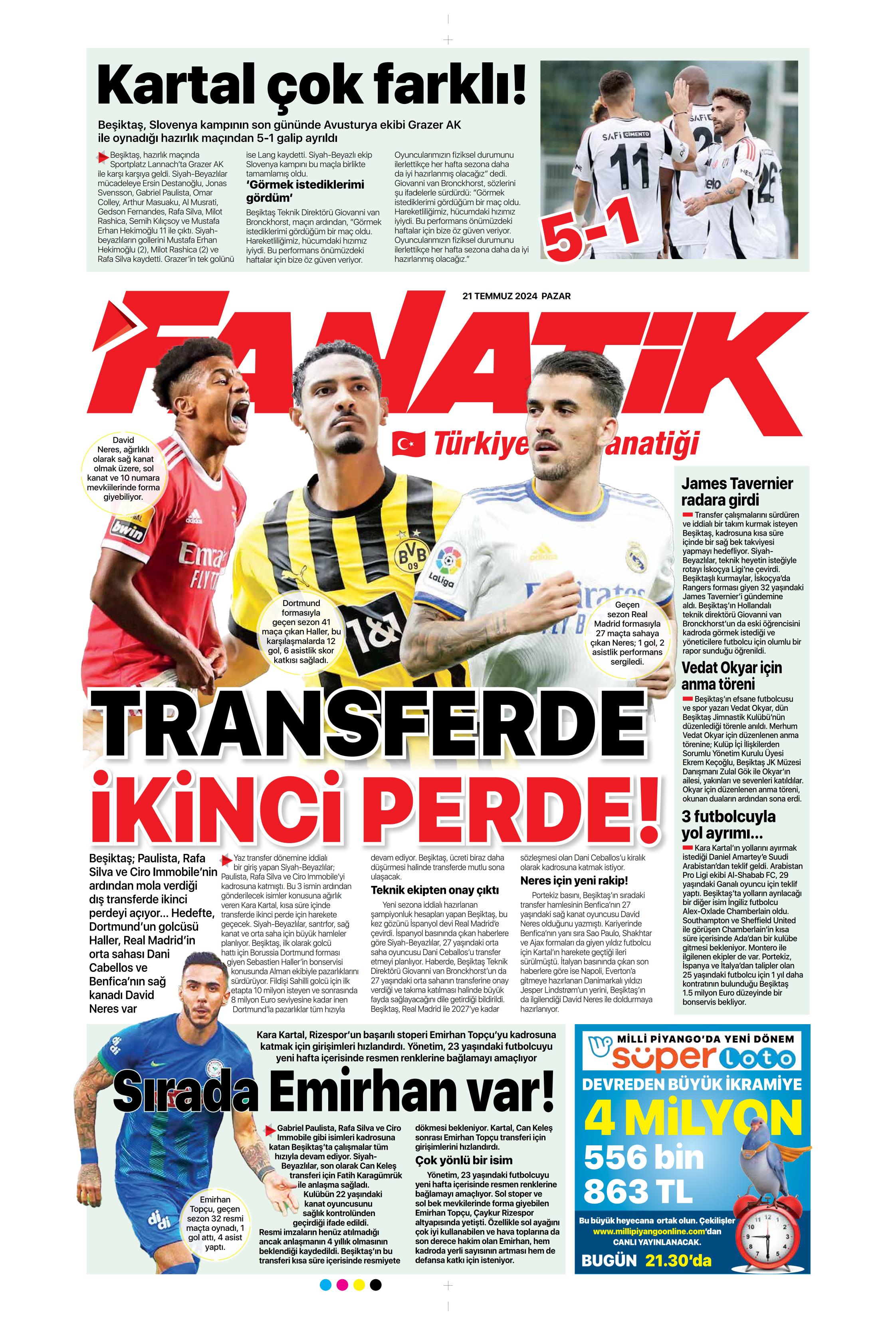 "Fenerbahçe'den Berge hamlesi" | Sporun Manşetleri (21 Temmuz 2024)  - 9. Foto