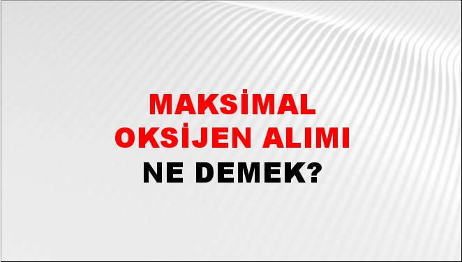 Maksimal Oksijen Alımı 