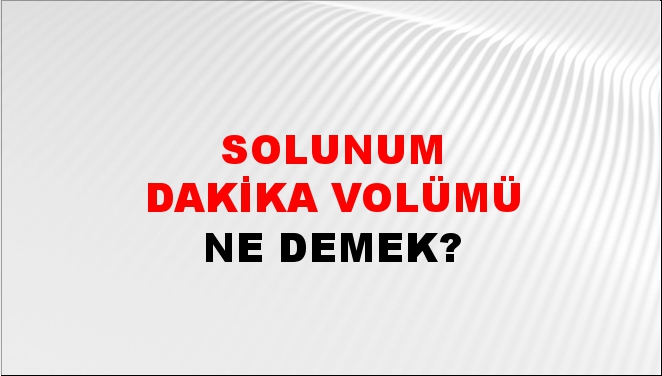 Solunum Dakika Volümü 