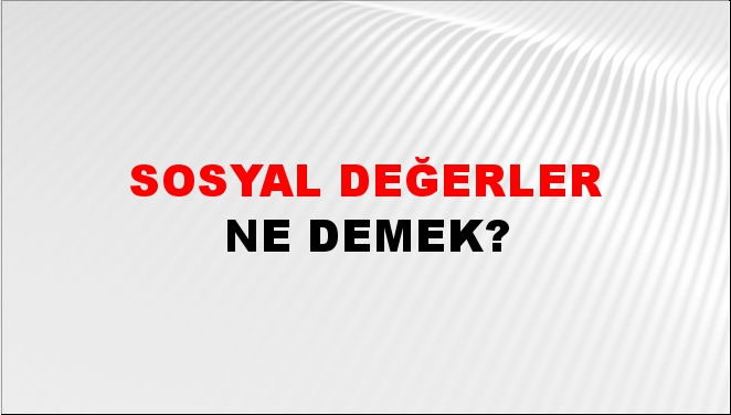 Sosyal Değerler 